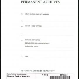State Savings Bank of Tasmania - Hobart (Chief Office) - Deceased Depositors - Declarations & Correspondence - Alexander, Honora - 1908