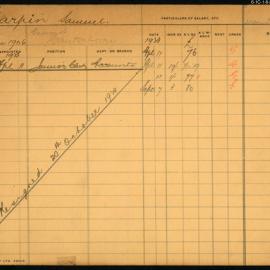 Government Savings Bank of New South Wales - Sydney (Head Office) - Chief Inspector's Department - Staff Records - Officer's Service Cards - K - Z - circa 1906-1932