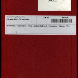 Secretary's Department - London Letters - From London (Indexed) - September - October 1914