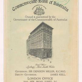 CBA - COMPARISON OF BALANCE SHEETS 1913 - 1920  - Commonwealth Bank of Australia - London Office