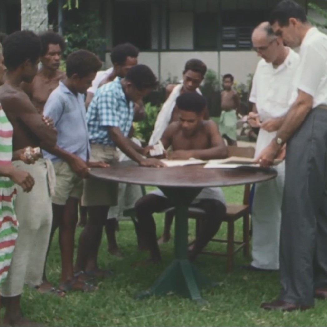 Registration of first Savings and Loan Society in PNG - attended by Messrs M.J. Phillips and P.S. Ferguson, 11 May 1962, film