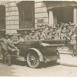 London - Premises, 36-38 New Broad St.: Australian soldiers on entrance steps (view ii)