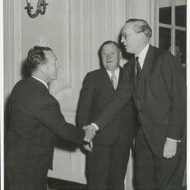 Bank's Functions - Overseas Travel - Dr Coombs with the Marquis of Linlithgow and Mr LU Rusden, Manager London - London 1953