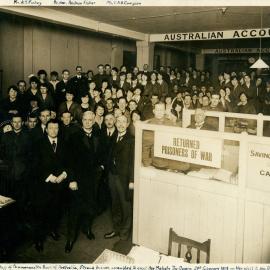 Staff Group - London - Strand Branch - Staff assembled to greet Her Majesty the Queen - 21 February 1919