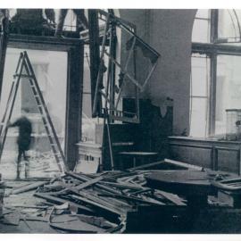 Premises - Branches - London, Old Jewry - Banking chamber and front door after bomb damage during Second World War - 1944