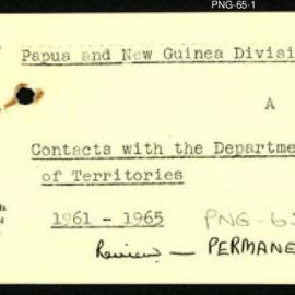 Papua New Guinea - Contacts with the Department of Territories