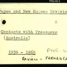 Papua New Guinea - Contacts with Treasurer (Australia)