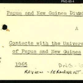 Papua New Guinea - Contacts with University of Papua and New Guinea