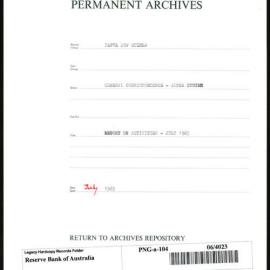 Papua New Guinea - Report on Activities - July 1965
