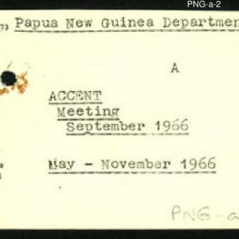 Papua New Guinea - ACCENT - Meeting - September 1966