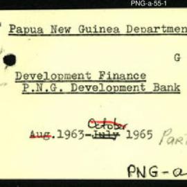 Papua New Guinea - Development Finance - P.N.G. Development Bank - 1963 - 1965