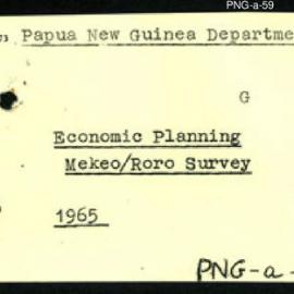Papua New Guinea - Economic Planning - Mekeo / Roro Survey