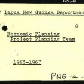 Papua New Guinea - Economic Planning - Project Planning Team