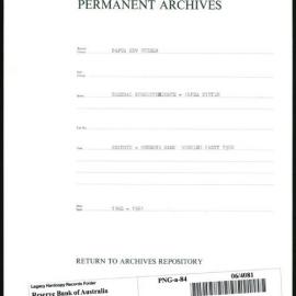 Papua New Guinea - Reports - Reserve Bank Working Party 1960