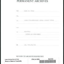 Papua New Guinea - Statistics - Savings and Loan - General
