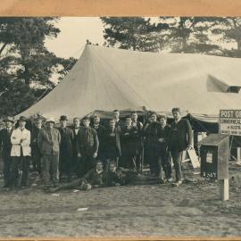 Broadmeadows - Depot AIF branch: Staff and others outside temporary premises, May 1915