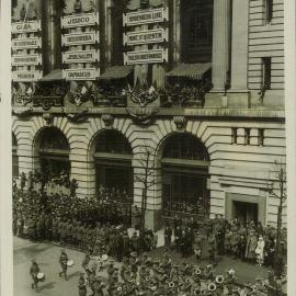 London Anzac Day 25 April 1919: Prince of Wales taking salute outside Australia House (view ii)