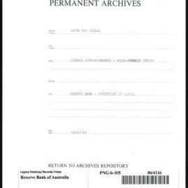 Papua New Guinea - Banks - Reserve Bank - Investment in P.N.G.