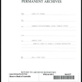 Papua New Guinea - Central Bank - Bank of Papua New Guinea - Banking Legislation