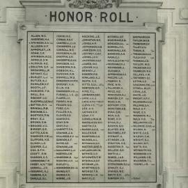 Staff - War Service: Honour / Honor Roll World War I attached to wall - June 1919