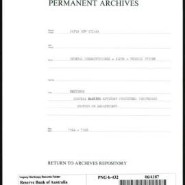 Papua New Guinea - Meetings - Central Bank Advisory - Periodical Reports on Department