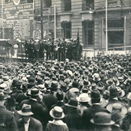 Seventh War Loan Campaign Activities in Sydney - Presentation of Honour Flags on Destroyer in Moore Street - 4 October 1918