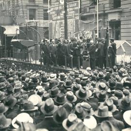 Seventh War Loan Campaign Activities in Sydney - Presentation of Honour Flags on Destroyer in Moore Street - 4 October 1918 (copy b)