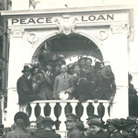 First Peace Loan Campaign in Sydney - Prime Minister Billy Hughes' appeal from “Temple of Peace” Martin Place - 13 September 1919