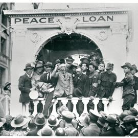 First Peace Loan Campaign in Sydney - Prime Minister Billy Hughes'  appeal from “Temple of Peace” Martin Place - 13 September 1919 (copy d)