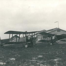 Second Peace Loan Campaign in Vic. - Peace loan aeroplanes preparing to leave - 9 August 1920