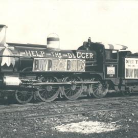 Second Peace Loan Campaign in Vic. - War Trophies Train; decorated engine