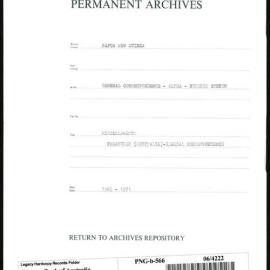 Papua New Guinea - Miscellaneous - Treasurer (Australia) - General Correspondence