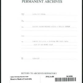 Papua New Guinea - Banks - Banking in P.N.G. - Proposal for a Local Bank - Bank of New South Wales