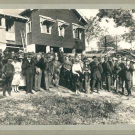 War Service Homes Scheme, Qld - Capping the first stump of the Brisbane home - 21 August 1919 (copy b)