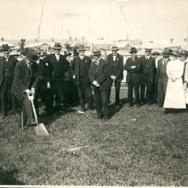 War Service Homes Scheme, Tasmania - Mayor of Launceston turning the first sod for the home - 28 October 1919