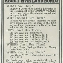Sixth War Loan posters - 'About War Loan Bonds...' (plate 140)