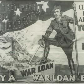 Commonwealth Bank - Sixth War Loan poster - 'His to fight for liberty: Yours to Pay' - March/April 1918 (plate 141)
