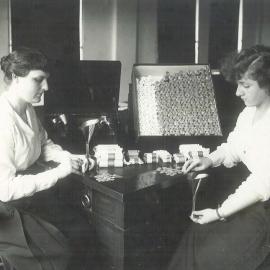 Commonwealth Bank - The Bank at Work - Head Office cnr Pitt Street & Martin Place - Chief Cashier's Department - Staff counting and wrapping coins - 2 December 1919 (plate 189)