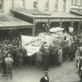 Commonwealth Bank - Sixth War Loan Campaign activities NSW - Tank Week, April 1918 - Tank visits Sussex Street - 9 April 1918 (plate 227)