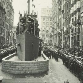 Seventh War Loan Campaign Activities in Sydney - Launching of loan from Destroyer in Moore Street - 16 September 1918