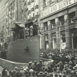 Commonwealth Bank - Seventh War Loan Campaign Activities - Sydney - Launching of loan from Destroyer in Moore Street - 16 September 1918 (plate 248)