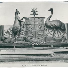 Commonwealth Bank - Head Office cnr Pitt Street & Martin Place - Construction - Bank's Coat-of-Arms - 9 August 1915 (plate 322)