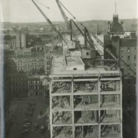 Commonwealth Bank - Head Office cnr Pitt Street & Martin Place - Construction - Pitt Street elevation from GPO clock-tower - 20 August 1915 (plate 328)