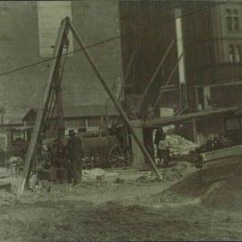 Government Savings Bank of N.S.W. - Head Office 48-50 Martin Place - Construction - diamond drill testing pier holes - 17 July 1924 (plate 511)