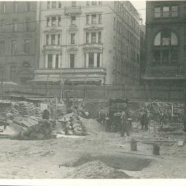 Government Savings Bank of N.S.W. - Head Office - 48-50 Martin Place - Construction - Concrete mixing for holes - 17 July 1924 (plate 513)
