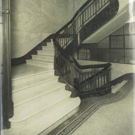 Commonwealth Bank - Head Office cnr Pitt Street & Martin Place - Interior upon completion - Stairway, ground floor - 24 March 1917 (plate 632)