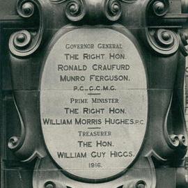 Commonwealth Bank - Head Office cnr Pitt Street & Martin Place - Commemorative shields on facade - 1916 (plate 653)