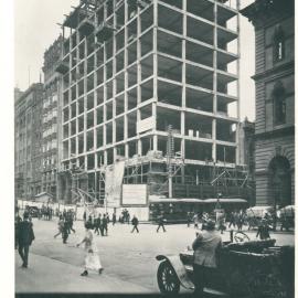 Head Office - Construction of new premises (View from Martin Place showing the steel framework nearly completed, encased in concrete) (plate 699)