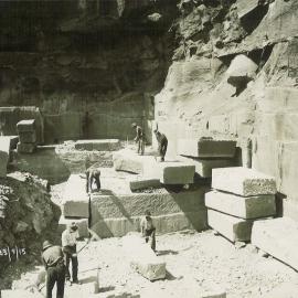Commonwealth Bank - Head Office - Cnr Pitt Street & Martin Place - Construction - Cutting stone in quarry - 23 September 1915 (plate 704)