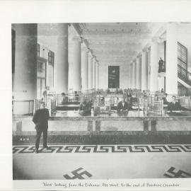 Commonwealth Bank - Head Office cnr Pitt Street & Martin Place - Banking Chamber - view from Pitt Street entrance - 8 September 1916 (plate 730)